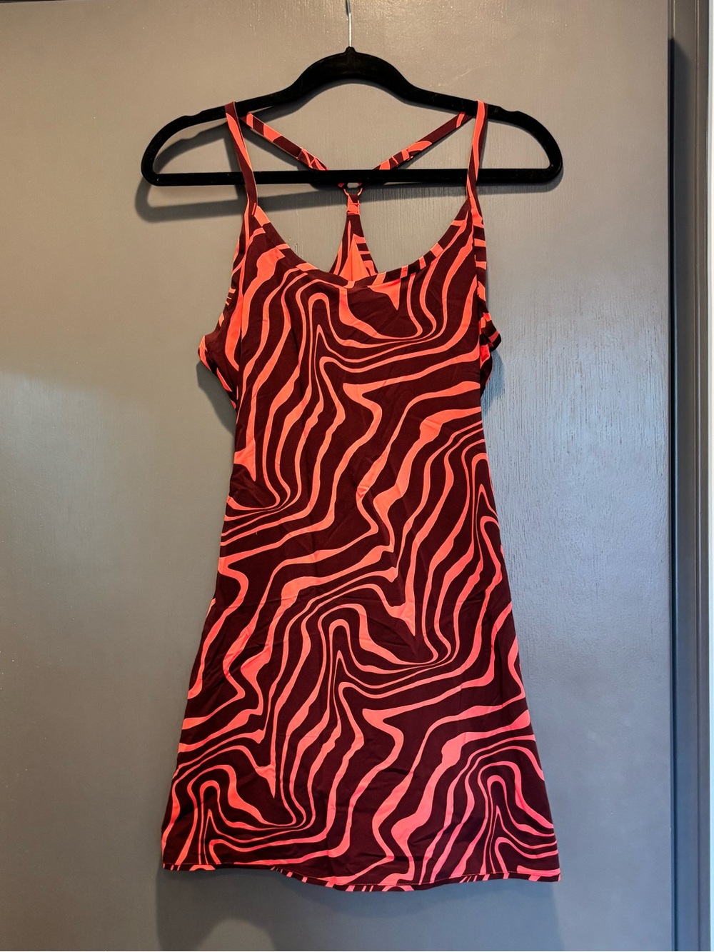 Outdoor Voices Red and Pink Swirl Slip Dress